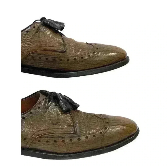 VTG Allen Edmonds Nassau Brown Sharkskin Mens Wingtip Brogue Oxford Sz 10.5/44.5 main image 4